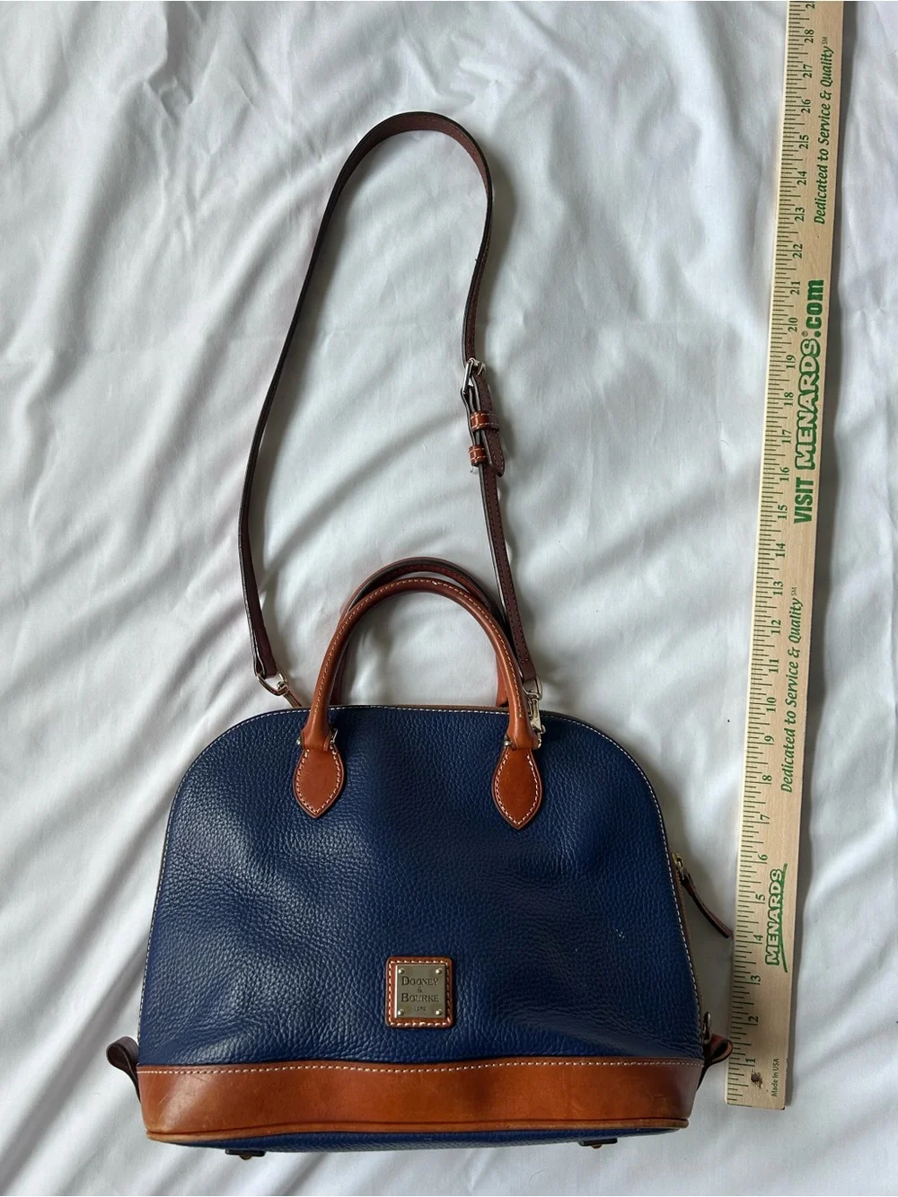 Dooney & Bourke Navy with Tan Leather Trim Satchel